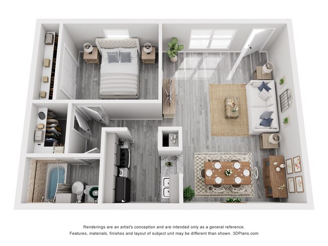 1 Bed 1 Bath Lux Reno 046 floor plan